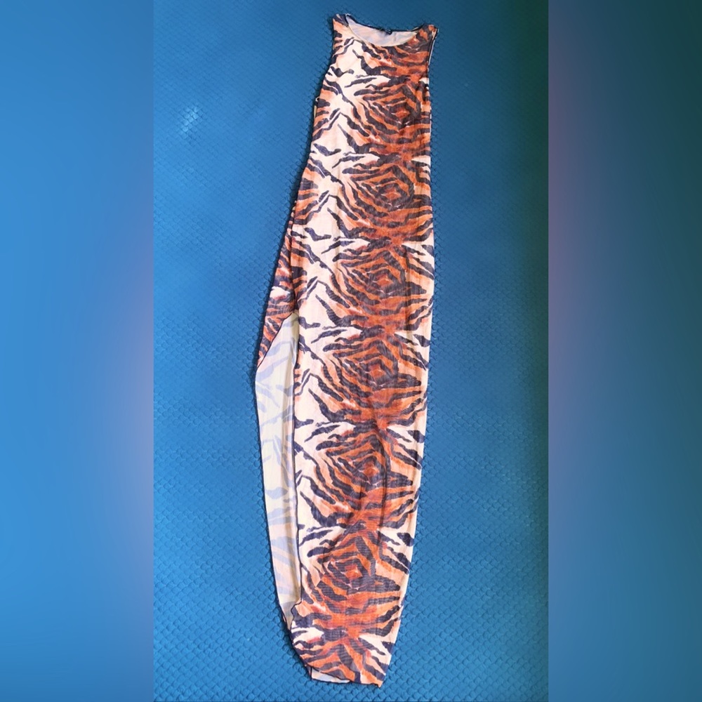 Tiger Print Sheer Dress
